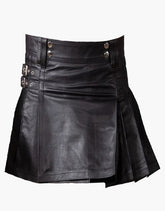 MINI KILT IN BLACK LEATHER - Scottish Kilt Jacket™ USA-UK